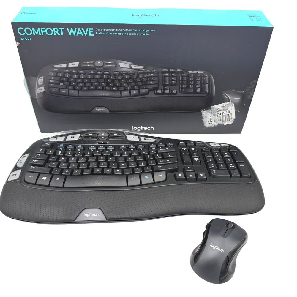 Logitech MK550 Wireless Wave Keyboard Mouse Combo OS Black Ergonomic MK550